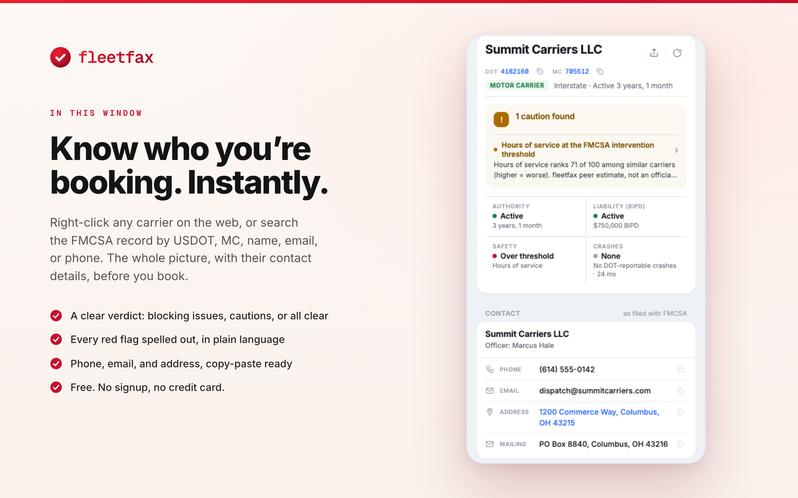 fleetfax extension: vet any carrier in a side panel without leaving the page